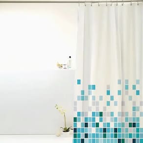 Cortina Para Box Banheiro PVC Antimofo 198x180cm - Quadriculado Verde