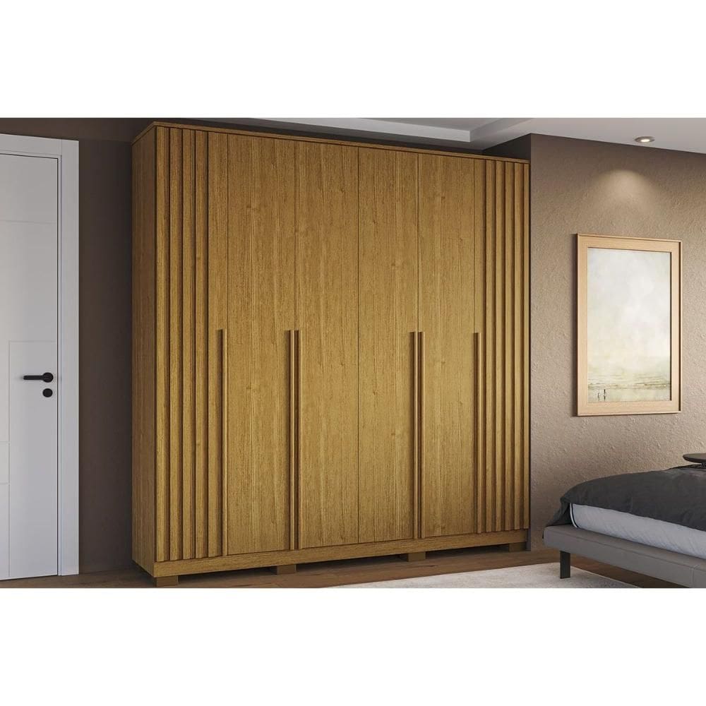 Guarda Roupa Casal 6 Portas (2 Ripadas) e 4 Gavetas Jamile Cinamomo - ACP