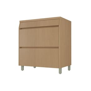 Balcão de Cozinha c/ Tampo Simone Mendes c/ 1 Porta e 1 Gaveta 80cm Carvalho/Greice - Nesher
