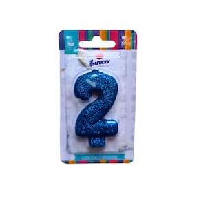 Vela de Aniversário com Número Topo de Bolo Festa Neon Azul