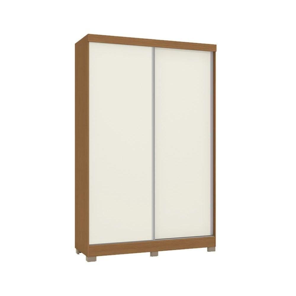 Guarda Roupa Solteiro 2 Portas de Correr e 2 Gavetas c/ Pés CB02N571 Flex Canela/Canela ou Off White - Kappesberg