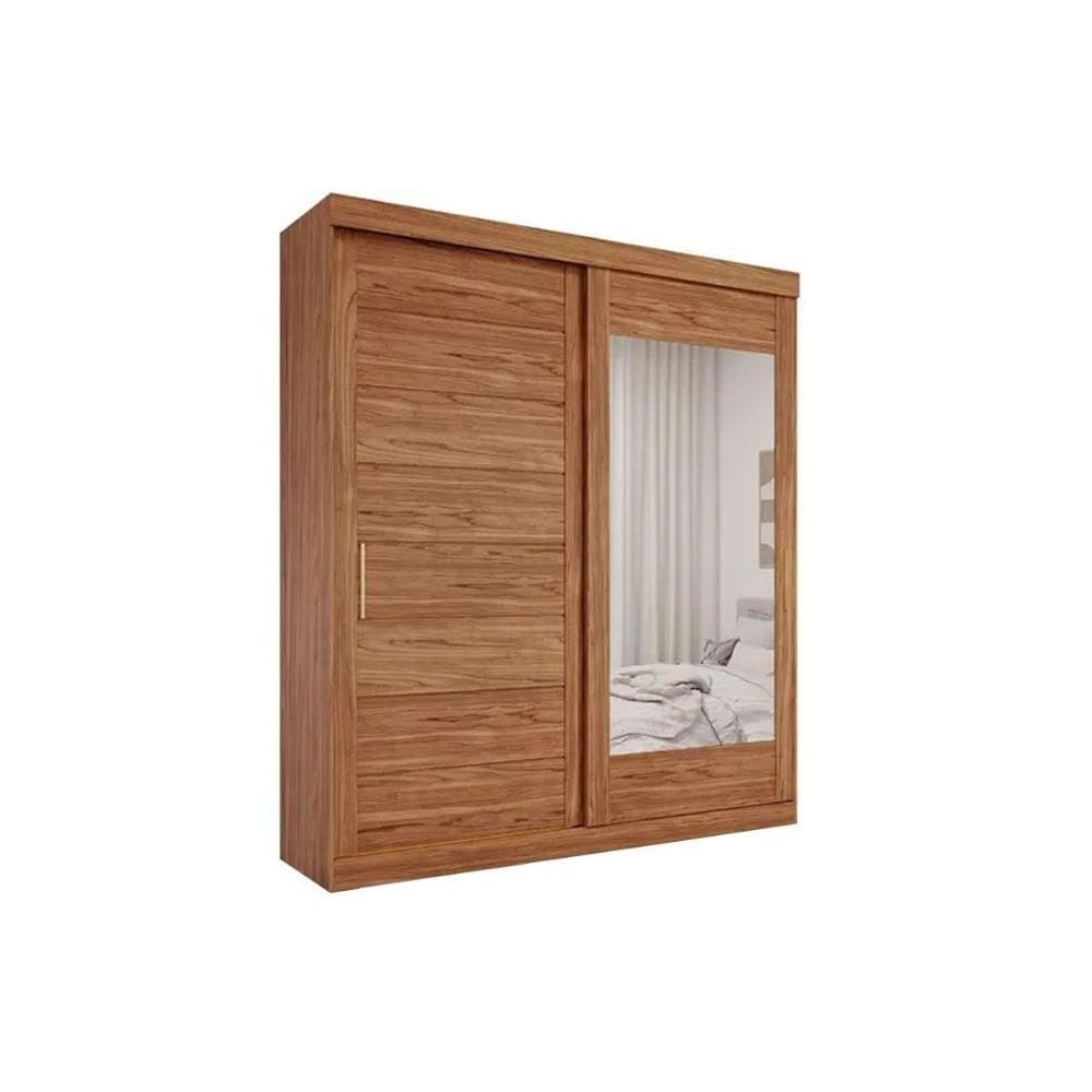 Guarda Roupa Casal 2 Portas de Correr (1 c/ Espelho) e 3 Gavetas Flora Cinamomo - Panan