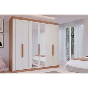 Guarda Roupa Casal 6 Portas (2 c/ Espelho) e 6 Gavetas Cecilia Cinamomo/Off White - Panan