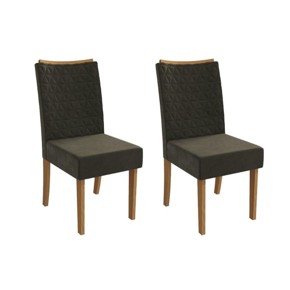 Cadeira Sala de Jantar Rosa 2CAD129 Madeirado Kit 2 Un Canela/Suede Grafite - Kappesberg