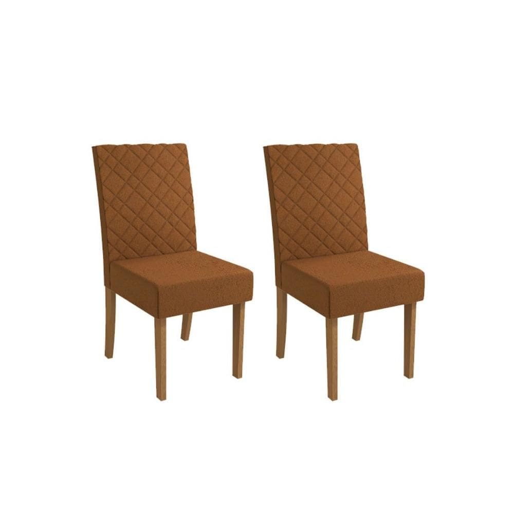 Cadeira Sala de Jantar Verbena 2CAD133 Madeirado Kit 2 Un Canela/Boucle Terracota - Kappesberg