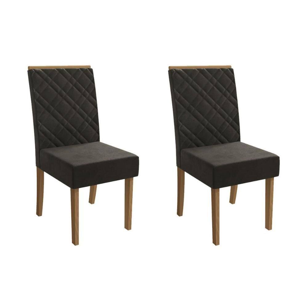 Cadeira Sala de Jantar Gardênia 2CAD149 Madeirado Kit 2 Un Canela/Suede Grafite - Kappesberg