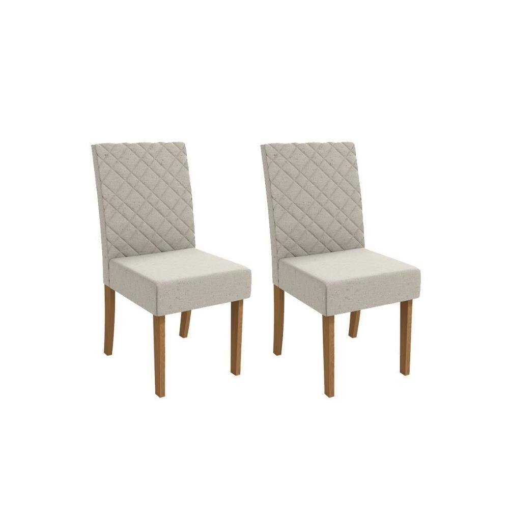 Cadeira Sala de Jantar Verbena 2CAD133 Madeirado Kit 2 Un Canela/Linho Bege Caqui - Kappesberg