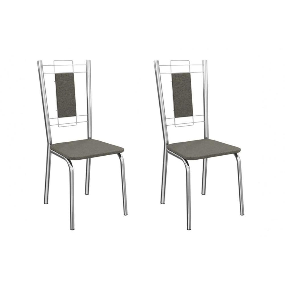 Cadeira Sala de Jantar Florença 2C005CR Aço Kit 2 Un Cromado/Linho Escuro - Kappesberg