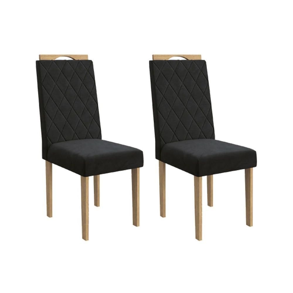 Cadeira Sala de Jantar Camélia 2CAD153 Madeirado Kit 2 Un Carvalho/Suede Preto - Kappesberg