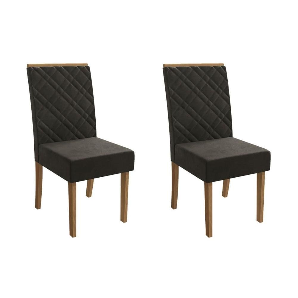 Cadeira Sala de Jantar Gardênia 2CAD149 Madeirado Kit 2 Un Canela/Suede Grafite - Kappesberg