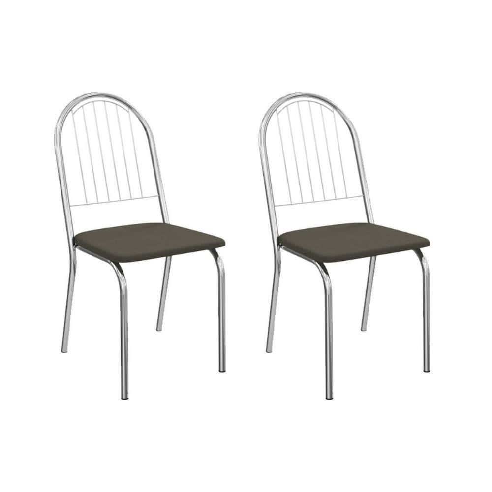 Cadeira Sala de Jantar Noruega 2C077CR Aço Kit 2 Un Cromado/Suede Escuro - Kappesberg