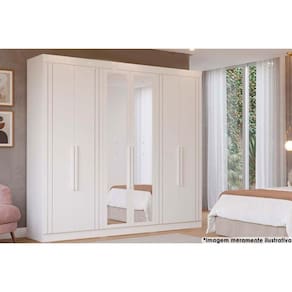 Guarda Roupa Casal 6 Portas (2 c/ Espelho) e 6 Gavetas Cecilia Branco - Panan