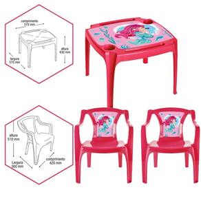 Kit Mesa E 2 Cadeira Infantil Atividades Educativa Rosa
