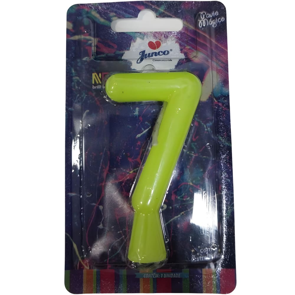 Vela de Aniversário com Número Topo de Bolo Festa Amarelo Neon
