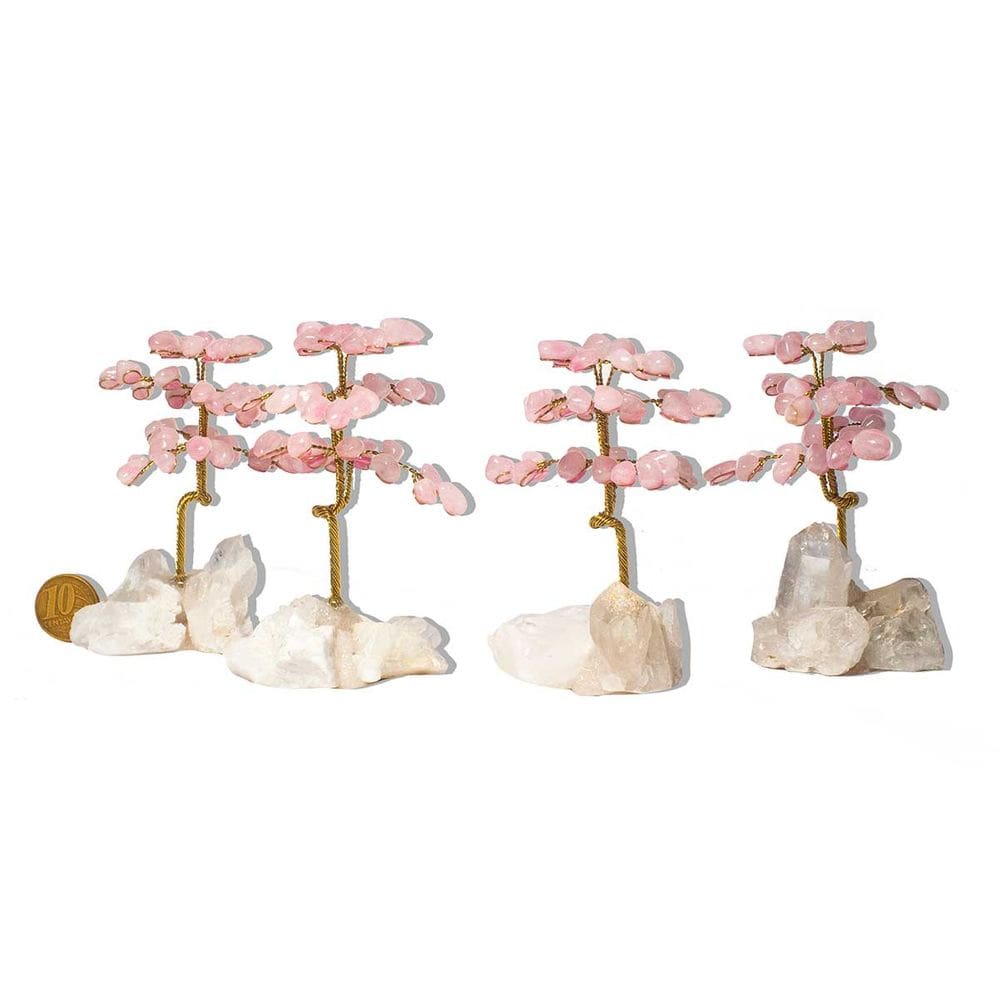 04 Árvore Felicidade Pedra Quartzo Rosa na Drusa Natural