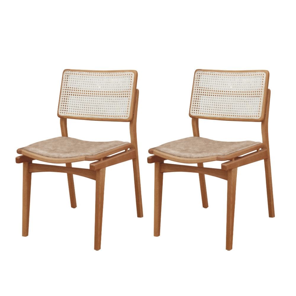 Conjunto com 2 Cadeiras Madeira Eva Premium Moderna Mobília