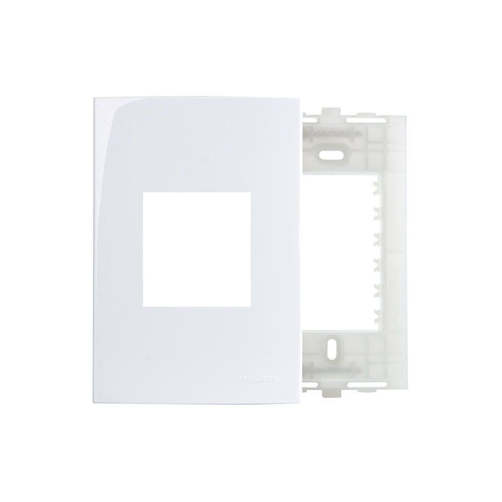 Placa com Suporte MarGirius Sleek 4x2 para 2 Módulos Horizontais Branca