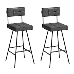 Kit 02 Banquetas Altas Creveland Assento Quadrado e Com Encosto - Preta - EdeCasaMoveis