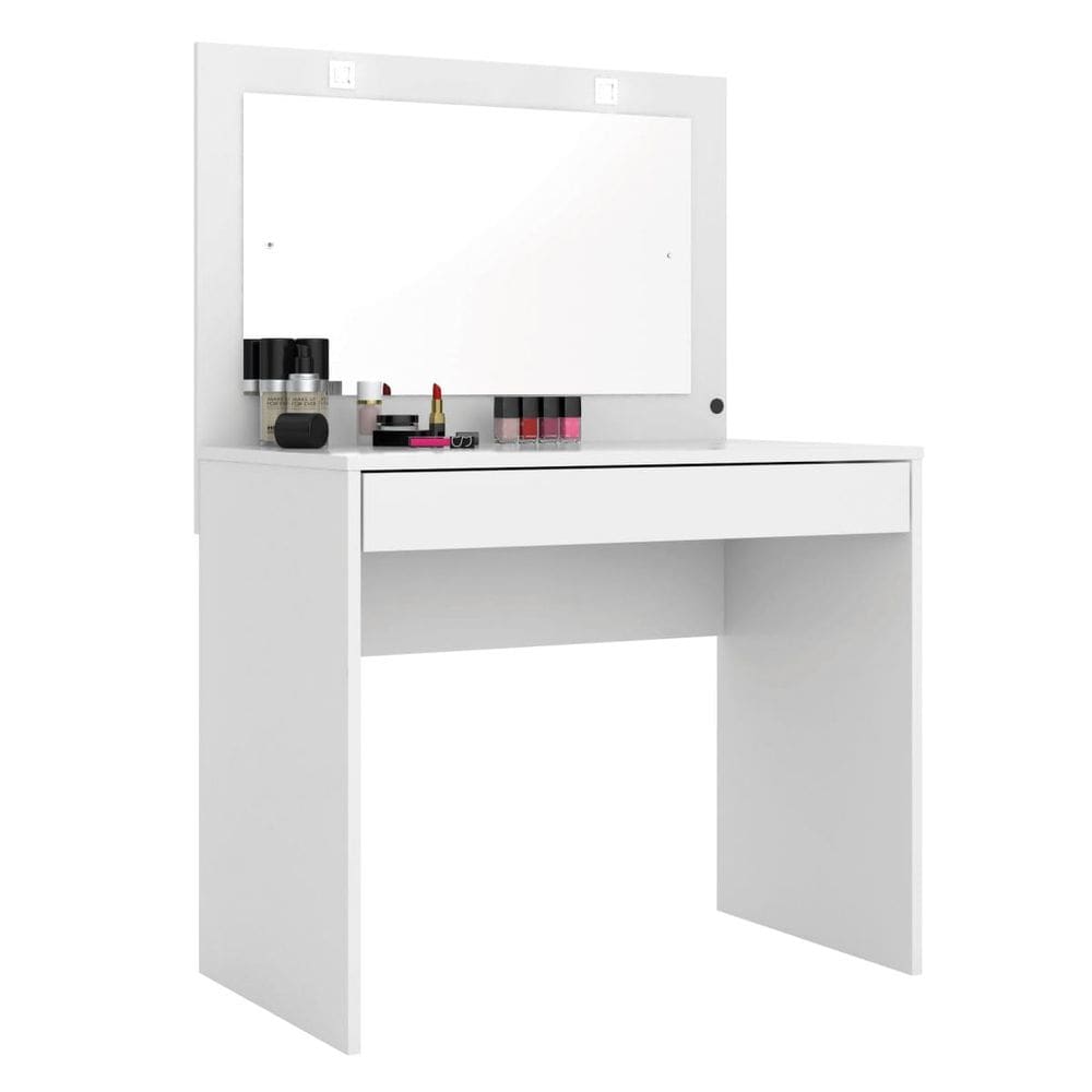 Penteadeira Camarim Luxo com Led e 1 Gaveta 91x133-Branca-EdeCasaMoveis