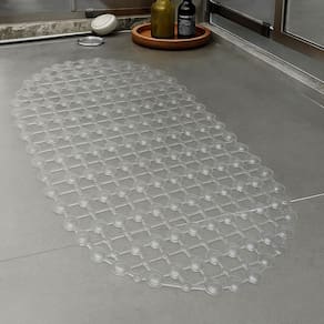 2 Tapete Box Banheiro Ventosa Antimofo Pvc 34X64 Oval Ess