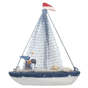 Miniatura Barco Navio De Madeira Veleiro Decoração Náutica – 14,5cm