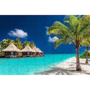 Kit 2 Quebra-Cabeça Paisagens Praias Do Mundo 60 Peças