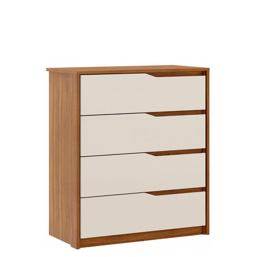 Comoda Gaveteiro 4 Gavetas Girona 92x104-AMENDOLA/OFF WHITE-EdeCasaMoveis