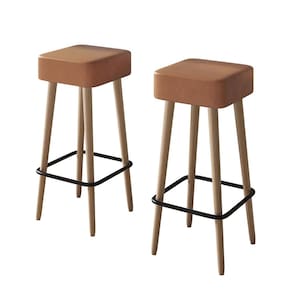 Kit 02 Banquetas Altas Atlanta Assento Quadrado Com Apoio Para Pés -Amarula - EdeCasaMoveis