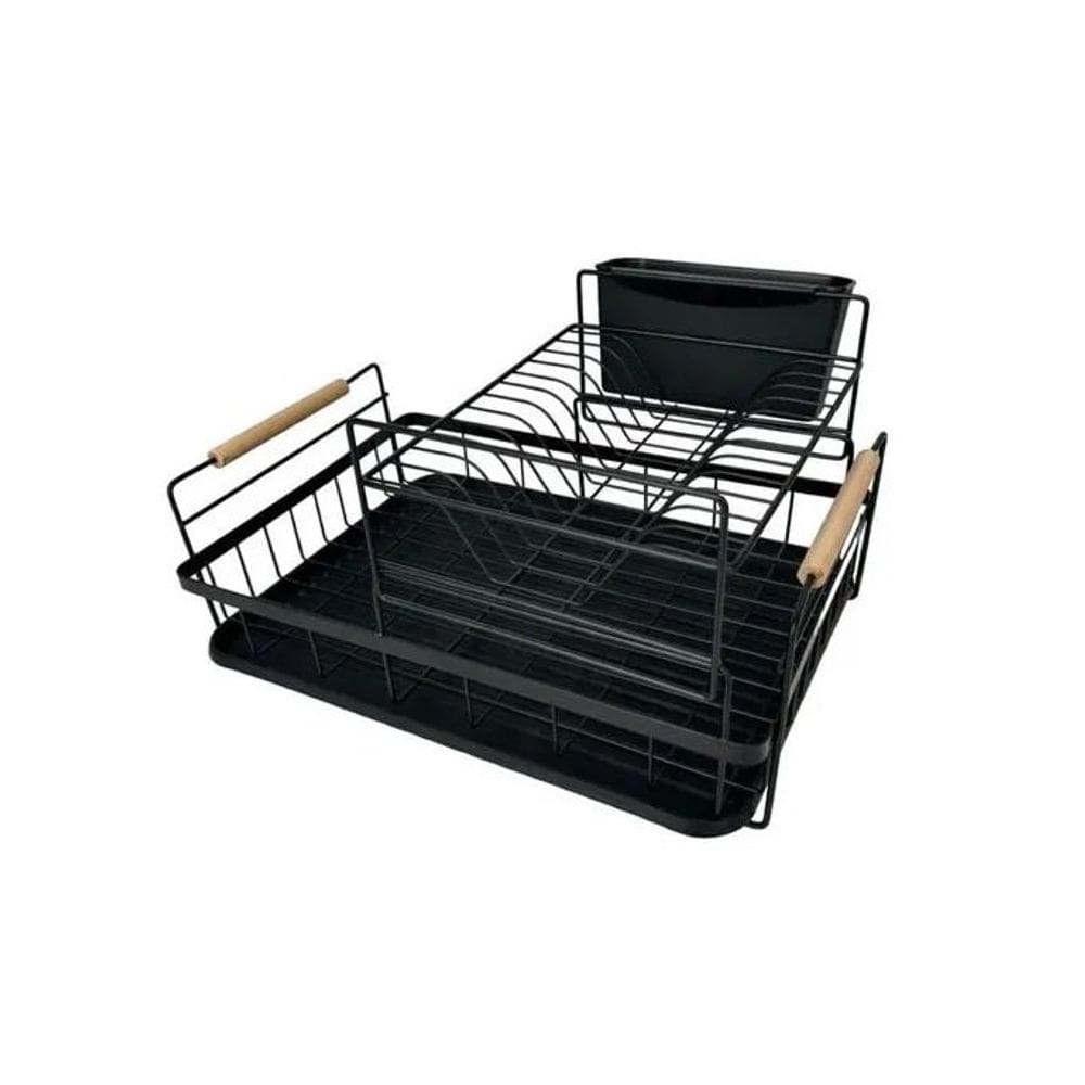 Escorredor De Louças Brenem Duplo 2 Andares 44x31x24cm - Jolitex MEK - Preto