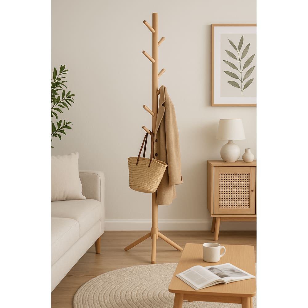 Mancebo De Madeira Para Pendurar Roupas Com 8 Ganchos 175cm - Jolitex MEK