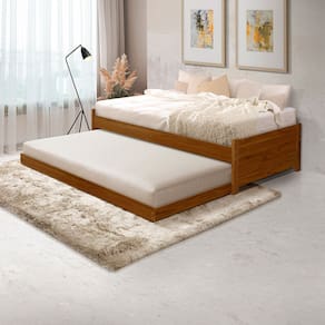 Cama Solteiro com Auxiliar Bibox Bicama Gabrieli com 2 Colchões Inclusos - Castanho