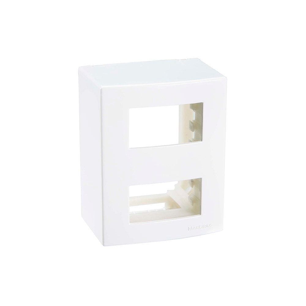 Caixa de Sobrepor com Suporte MarGirius Sleek 75x95 para 2 Módulos Distanciados Branca