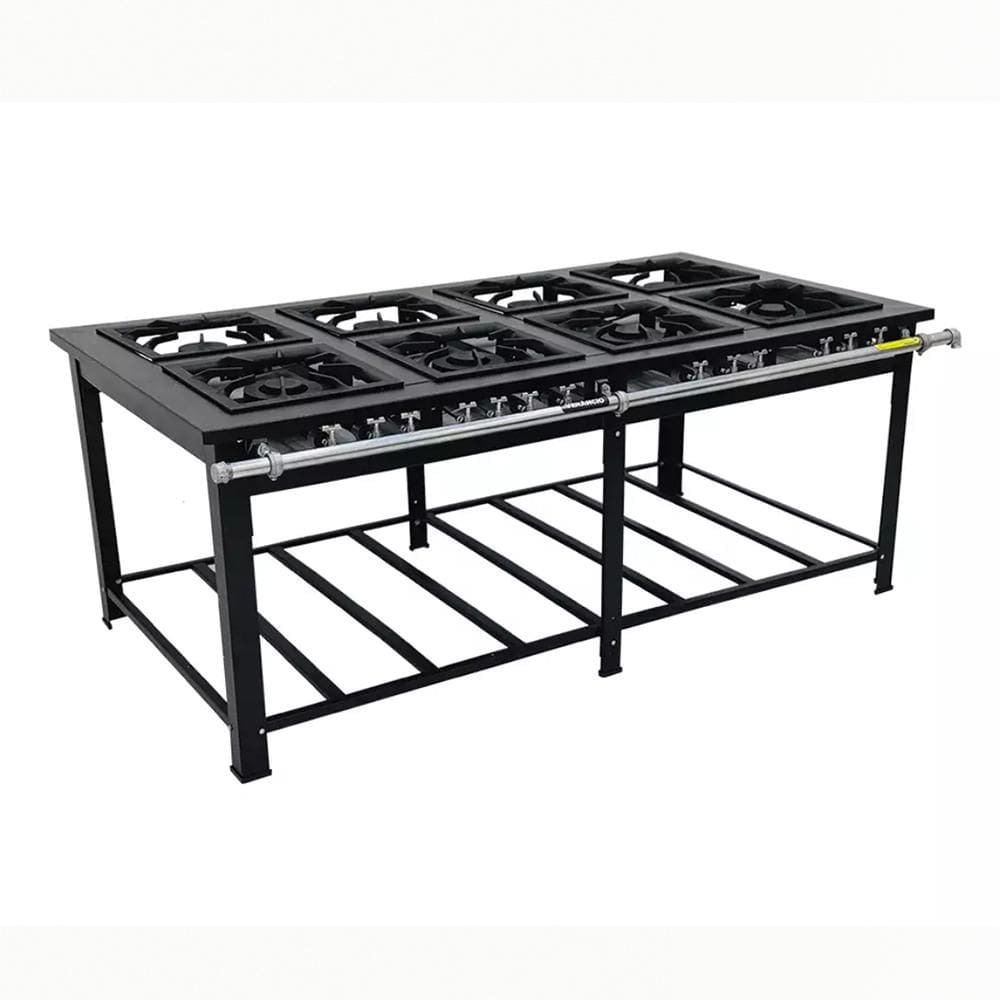 Fogão a Gás Baixa Pressão Industrial Maxi 40x40 8 Bocas 4 duplas M8D4 - Venâncio