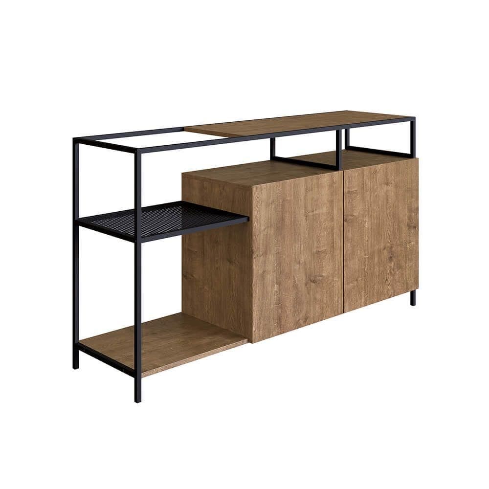 Buffet Bar Dinâmico York 135cm Estrutura Preto Fosco