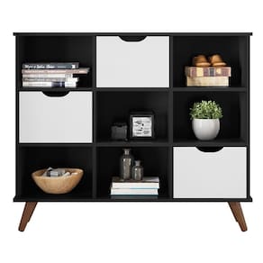 Nicho Organizador Multifuncional 6 Nichos 3 Gavetas Pés Retrô Cube Q01 Preto/Branco - Mpozenato