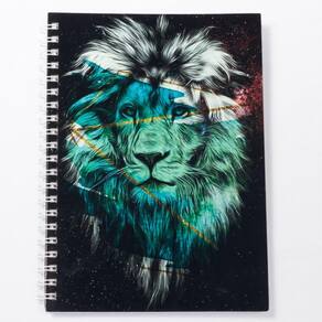 Caderno Leão Holográfico Universitário Capa Dura 1 Matéria 100 Fls