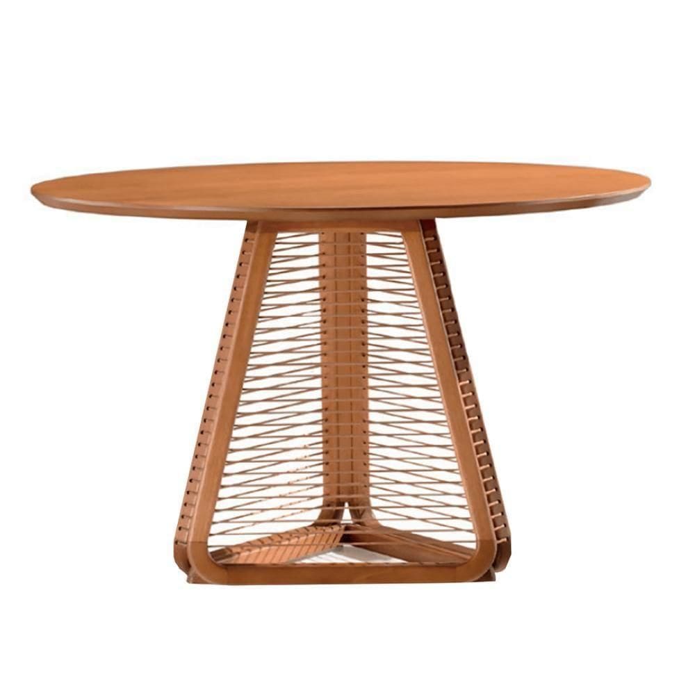 Mesa De Jantar Coss Ozki 110 Cm Madeira Eucalipto Cedro Redonda Corda Redonda Rami