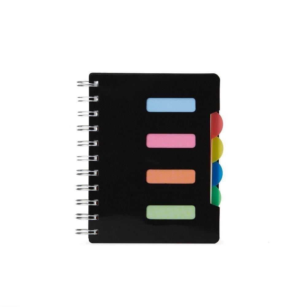 Caderno Pequeno Com Divisórias Espiral Anotações Pauta Preto