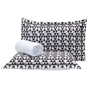 Jogo Cama Mosaico Preto branco Queen 03 Peças 140 Fios