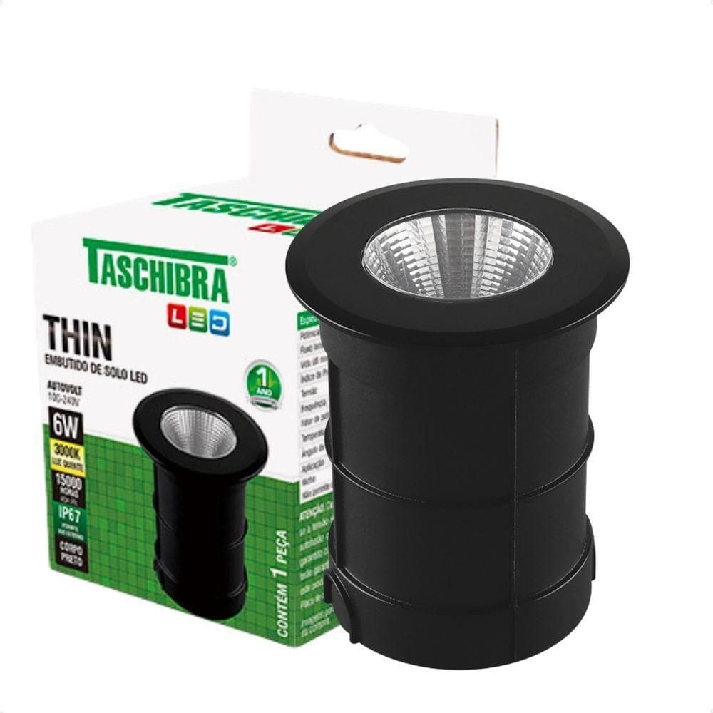 Embutido De Solo Led Taschibra Thin 6w Redondo Bivolt Preto