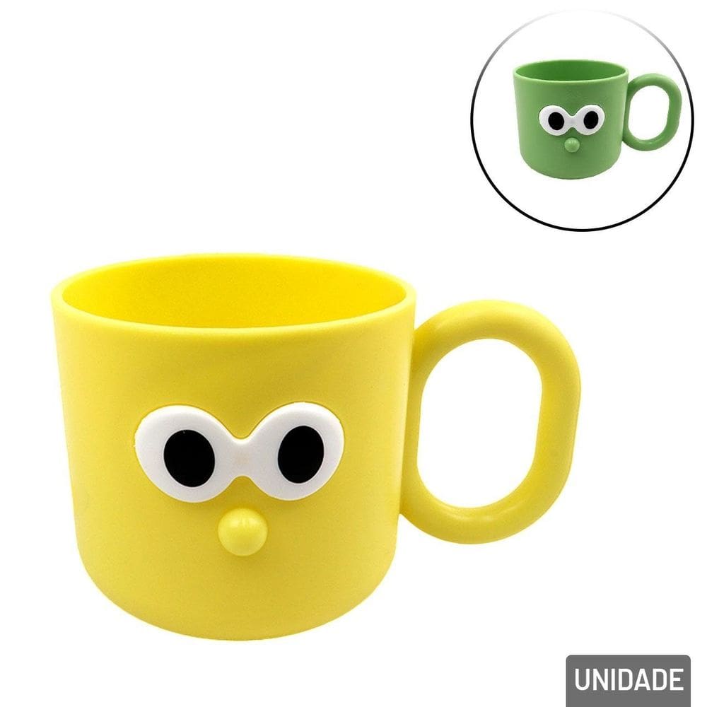 Caneca de Plástico 300ml Infantil Olhinhos Color - Tudo em Caixa
