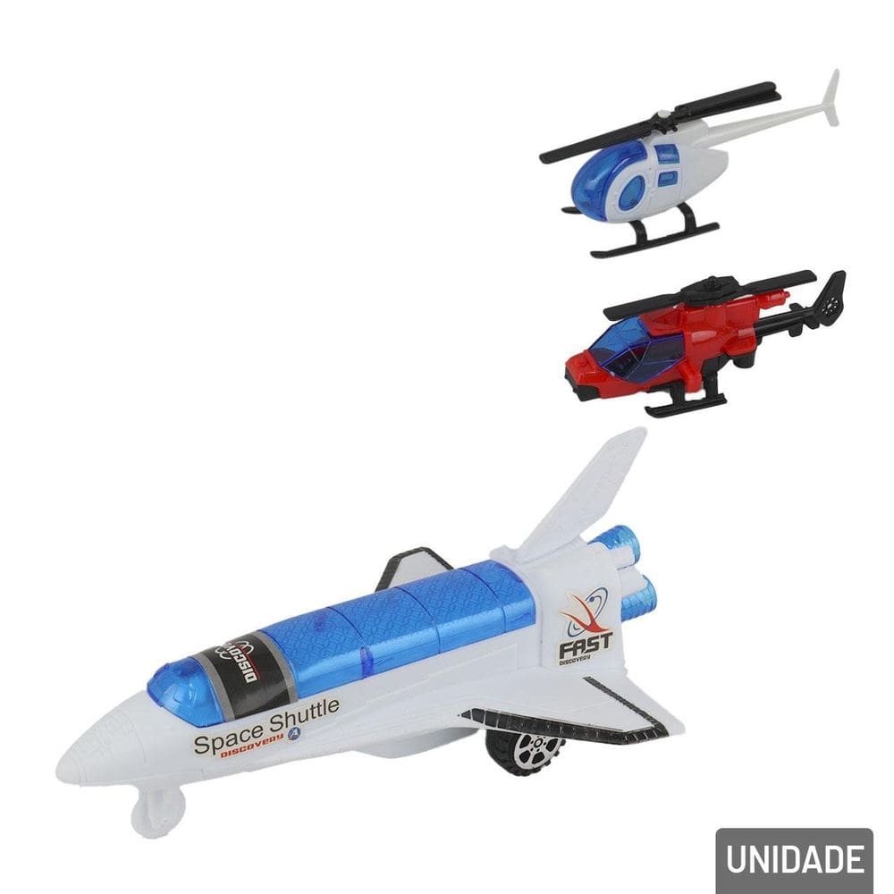 Avião de Plástico 3 Peças a Fricção Aeronaves - Tudo em Caixa