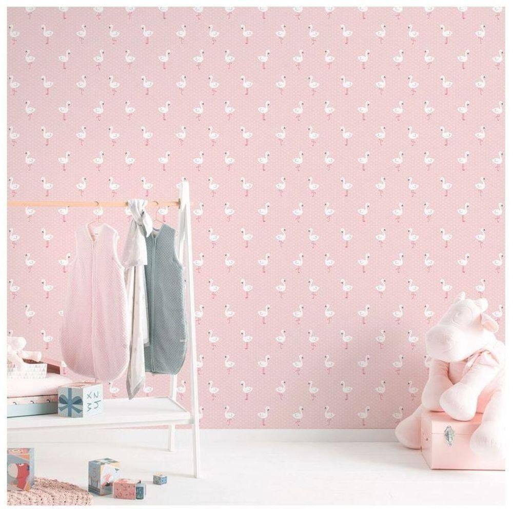 Papel De Parede Sweet Dreams Flamingos Nd21121 Tam. 4m²