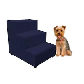 Escada Escadinha Pet Cachorro 3 Degraus Rampa Suede Dog Cor:azul Marinho