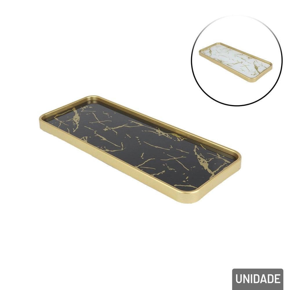 Bandeja Decorativa 12x30cm Marmorizada Color - Tudo em Caixa