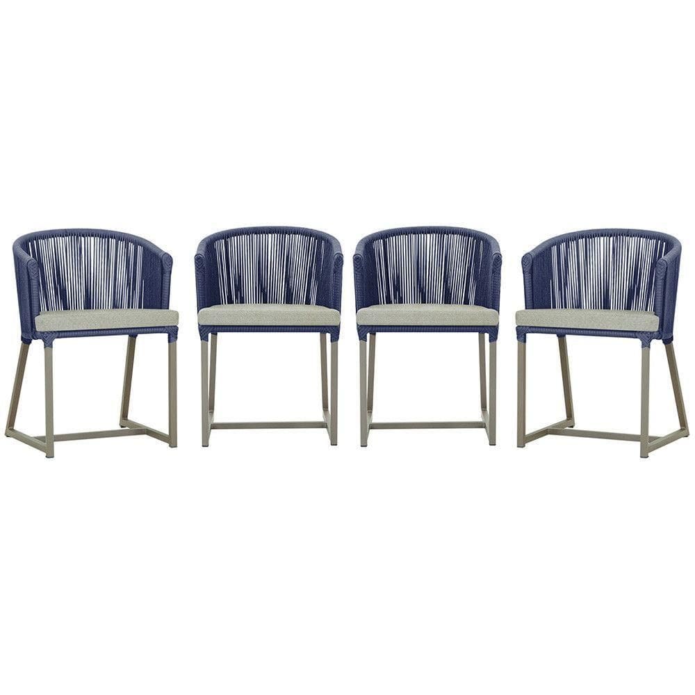 4 Cadeiras De Jantar Noronha Fendi Corda Náutica E3 Trama Azul