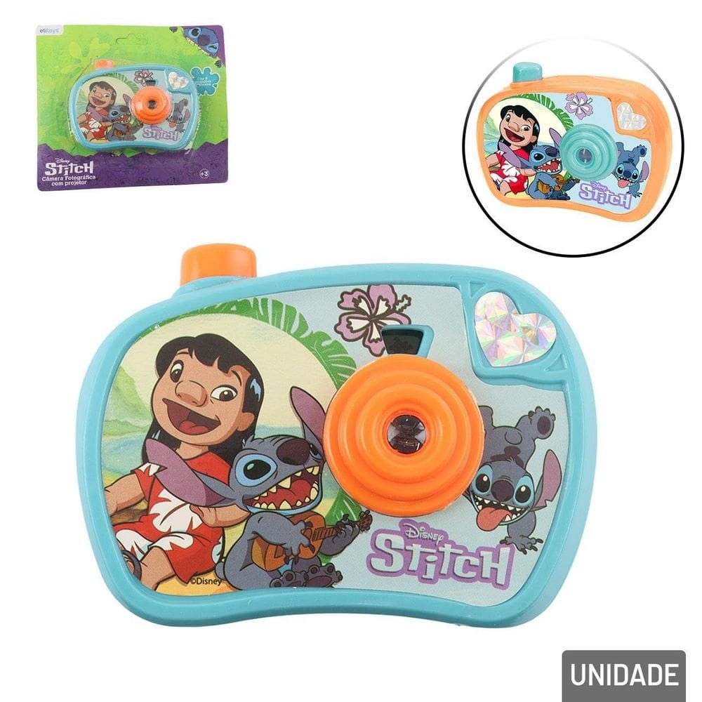 Câmera Fotográfica Infantil Projetora Stitch Color - Tudo em Caixa