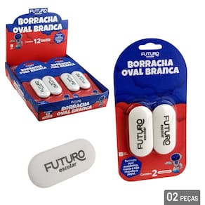 Borracha Escolar 02 Peças Oval Brancas - Tudo em Caixa