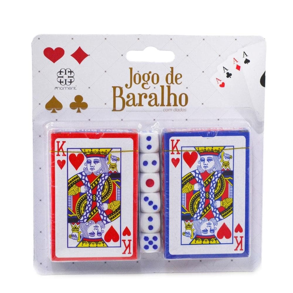 Baralho de Papel 108 Cartas Duplo com 6 Dados - Tudo em Caixa