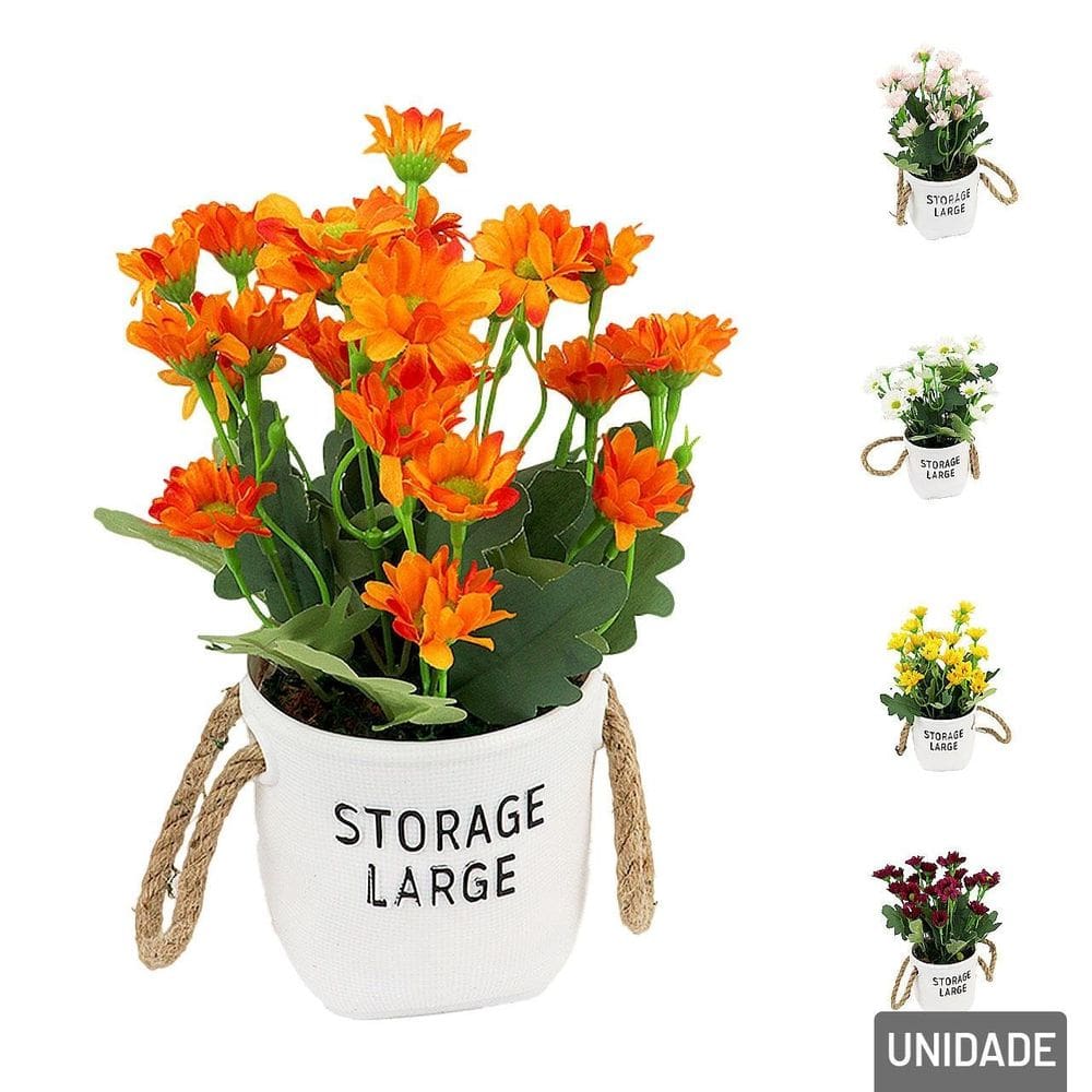 Vaso Decorativo de Plástico 25cm com Flores Colors - Tudo em Caixa